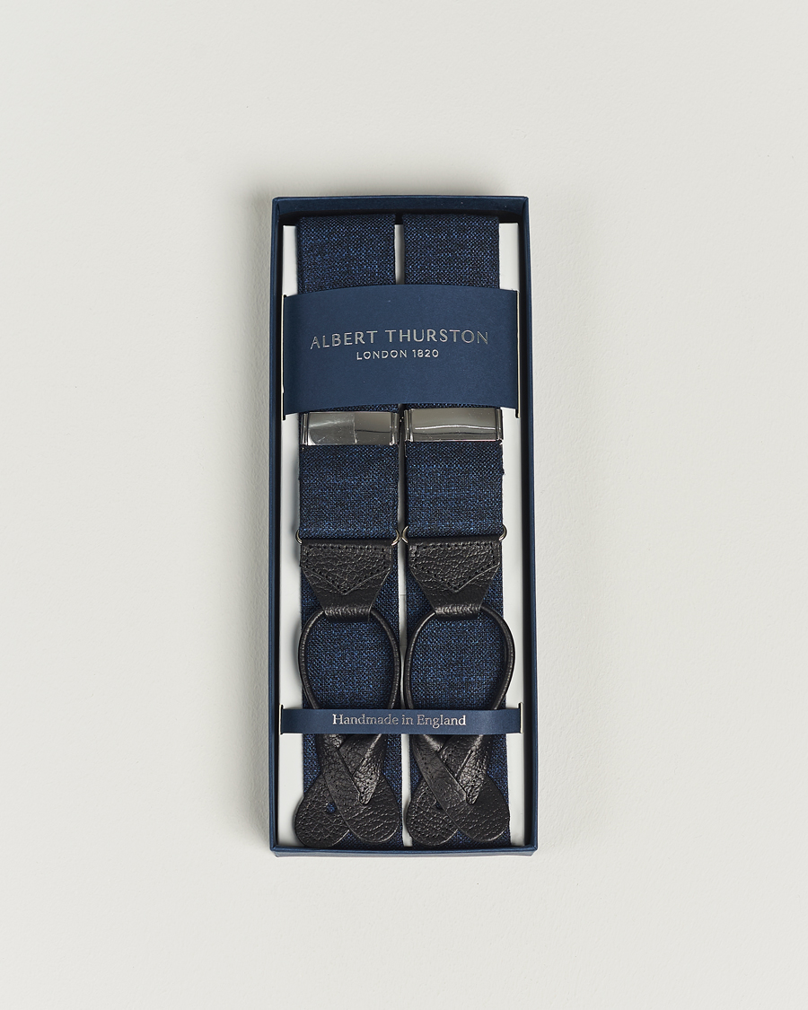 Herr | Hängslen | Albert Thurston | Hardy Minnis Bamboo Braces 38mm Navy