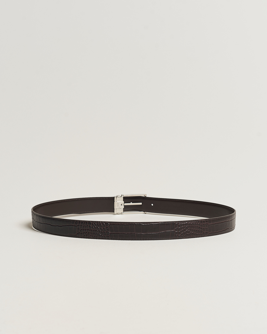 Herr |  | Montblanc | Square Buckle Alligator Printed 35mm Leather Belt Brown