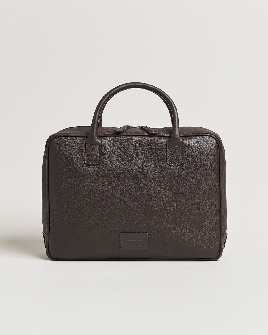 Herr | Anderson's | Anderson's | Full Grain Leather Briefcase Dark Brown