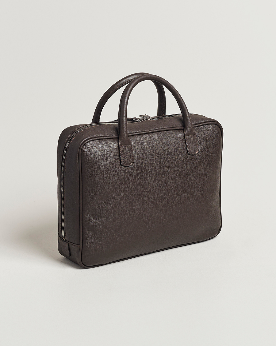 Herr | Accessoarer | Anderson's | Full Grain Leather Briefcase Dark Brown