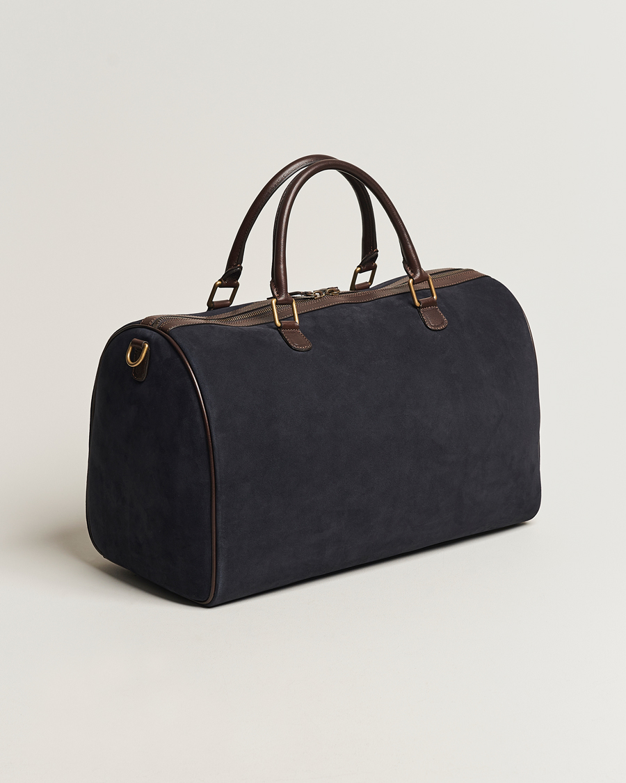 Herr | Italian Department | Anderson's | Boston Suede Weekendbag Navy/Brown