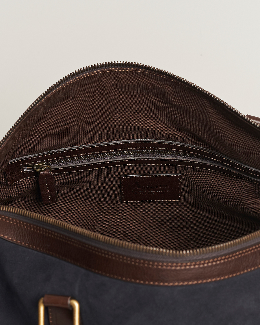 Herr | Väskor | Anderson's | Boston Suede Weekendbag Navy/Brown