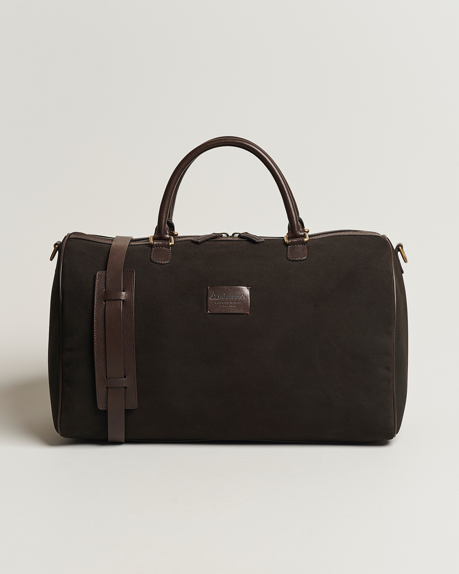 Herr | Väskor | Anderson's | Boston Suede Weekendbag Brown/Brown