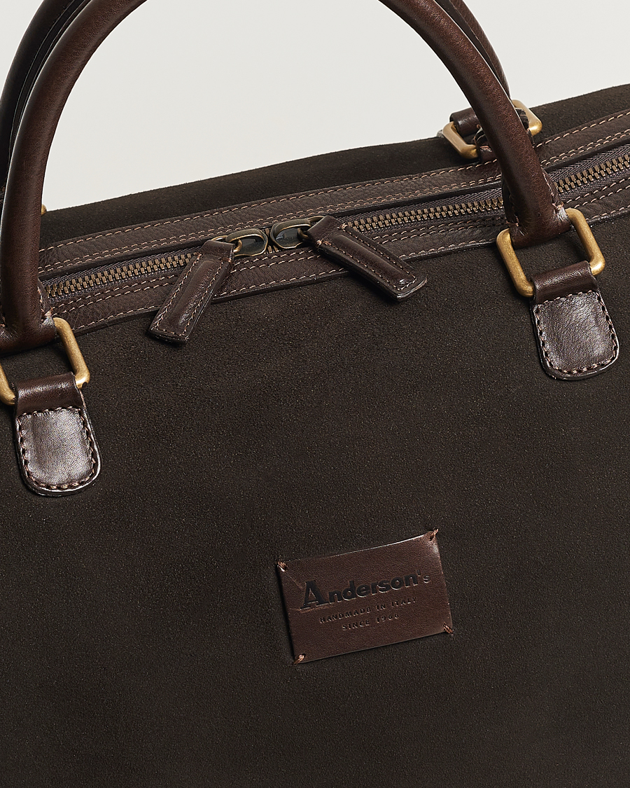 Herr | Väskor | Anderson's | Boston Suede Weekendbag Brown/Brown
