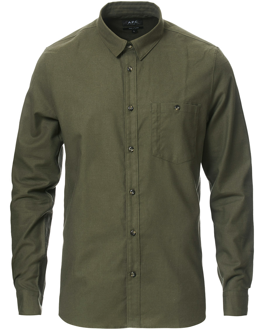 Herr | Skjortor | A.P.C. | Chicago Flannel Shirt Dark Green