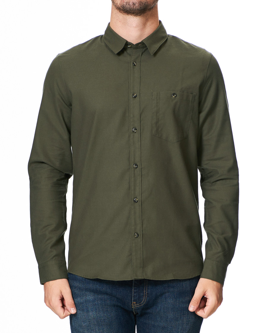 Herr | Skjortor | A.P.C. | Chicago Flannel Shirt Dark Green