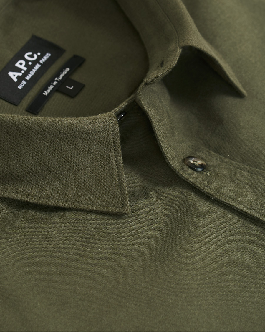 Herr | Skjortor | A.P.C. | Chicago Flannel Shirt Dark Green