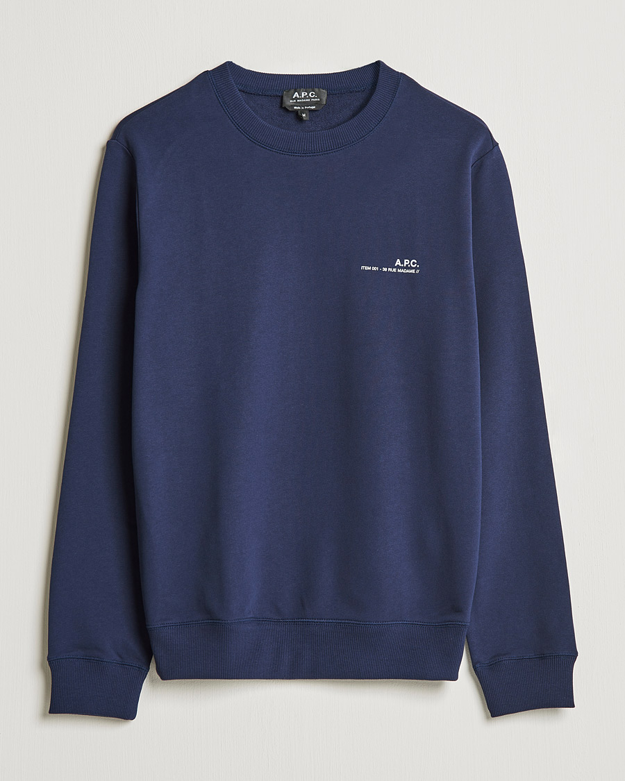 Herr | Tröjor | A.P.C. | Item Crew Neck Sweatshirt Navy