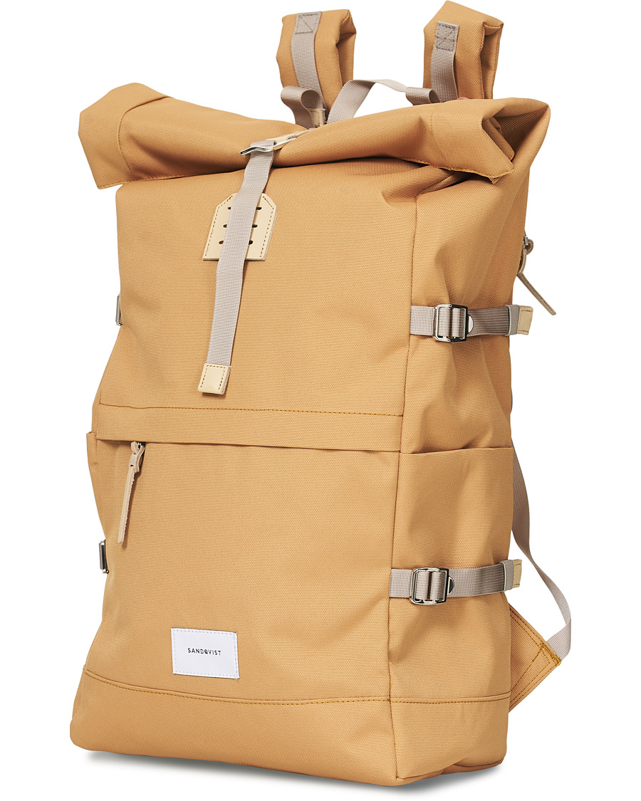 Herr | Sandqvist Bernt Cordura Eco Made Roll Top Backpack Yellow | Sandqvist | Bernt Cordura Eco Made Roll Top Backpack Yellow