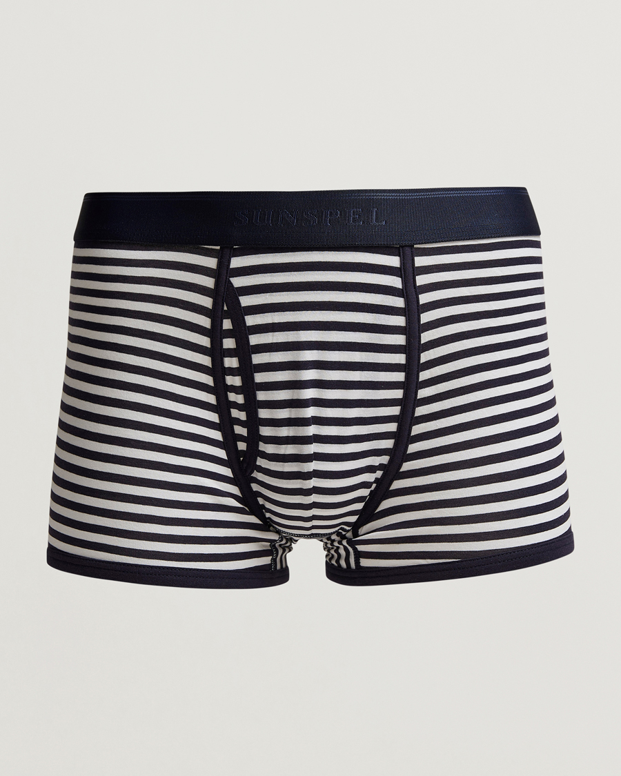 Herr | Underkläder | Sunspel | Superfine Two Button Cotton Navy/White