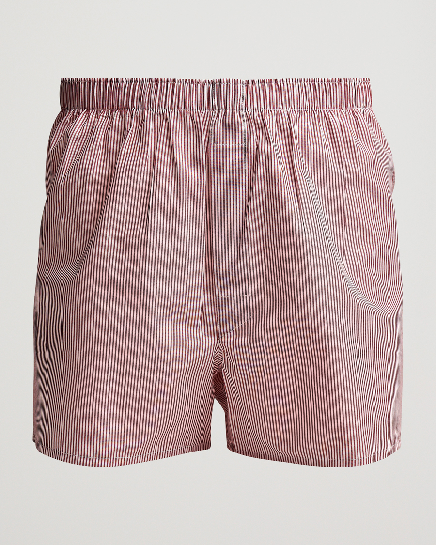 Herr | Underkläder | Sunspel | Classic Woven Cotton Boxer Shorts Red/White