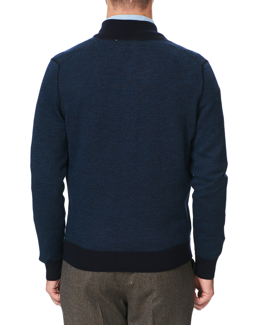 Herr | Tröjor | Gran Sasso | Merino Fashion Fit Full Zip Blue/Blue