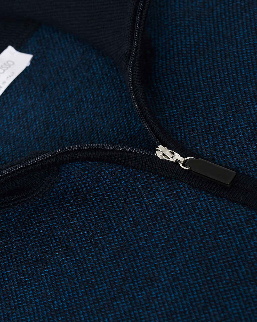 Herr | Tröjor | Gran Sasso | Merino Fashion Fit Full Zip Blue/Blue