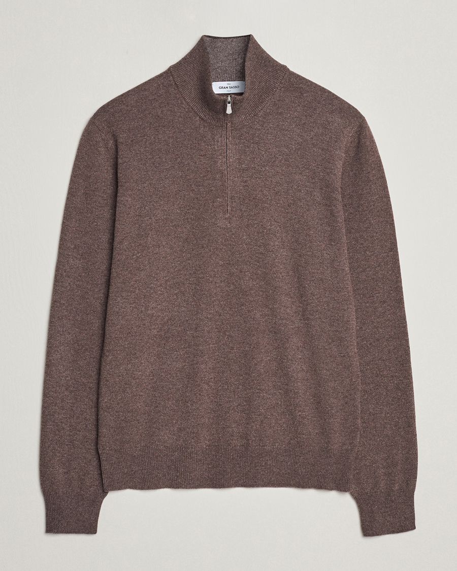 Herr | Tröjor | Gran Sasso | Wool/Cashmere Half Zip Brown