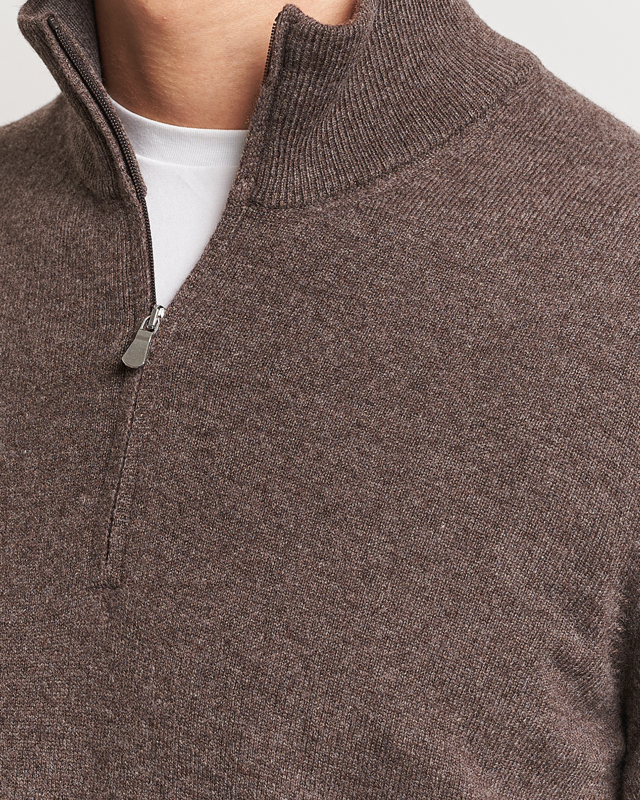 Herr | Tröjor | Gran Sasso | Wool/Cashmere Half Zip Brown
