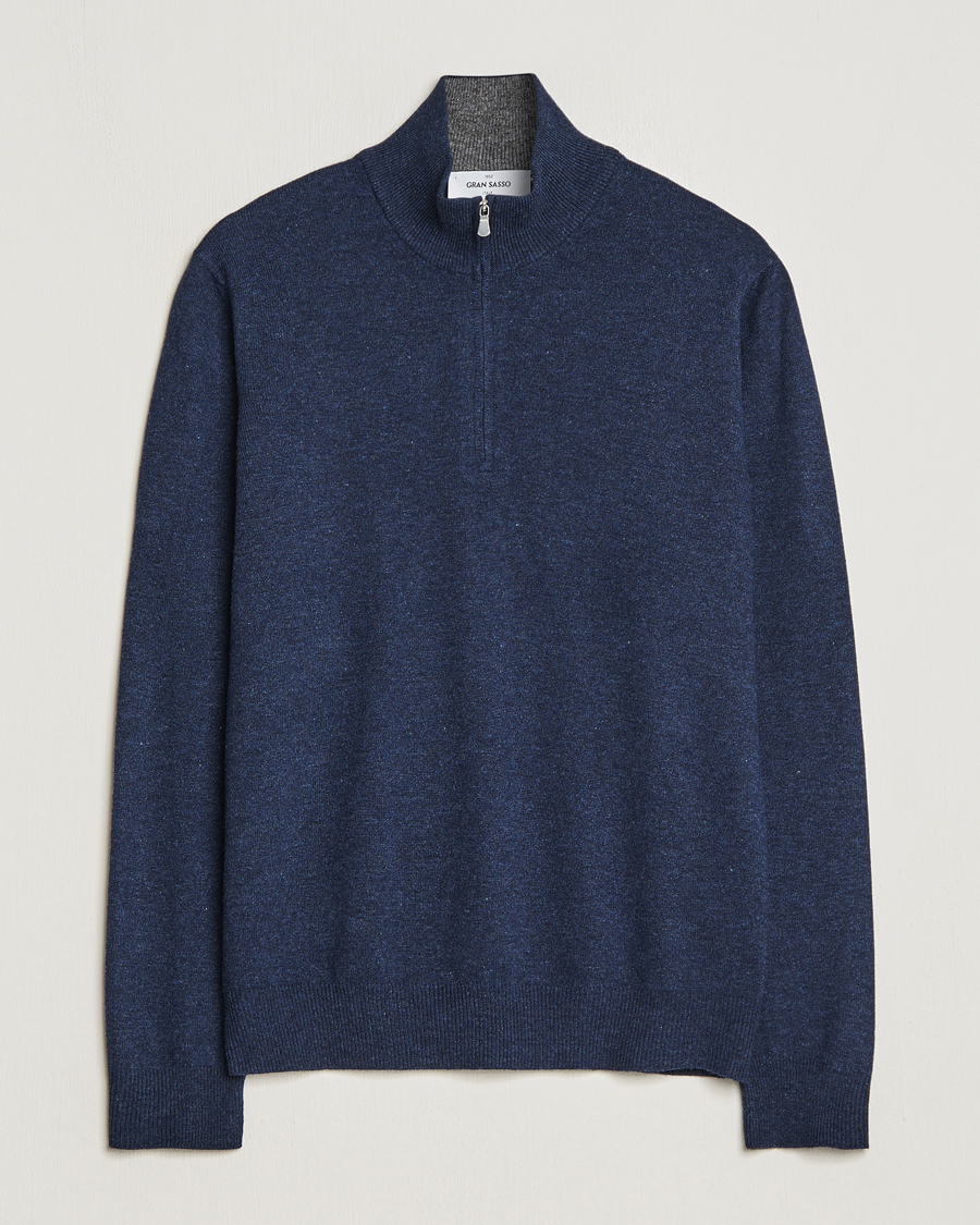 Herr |  | Gran Sasso | Wool/Cashmere Half Zip Navy