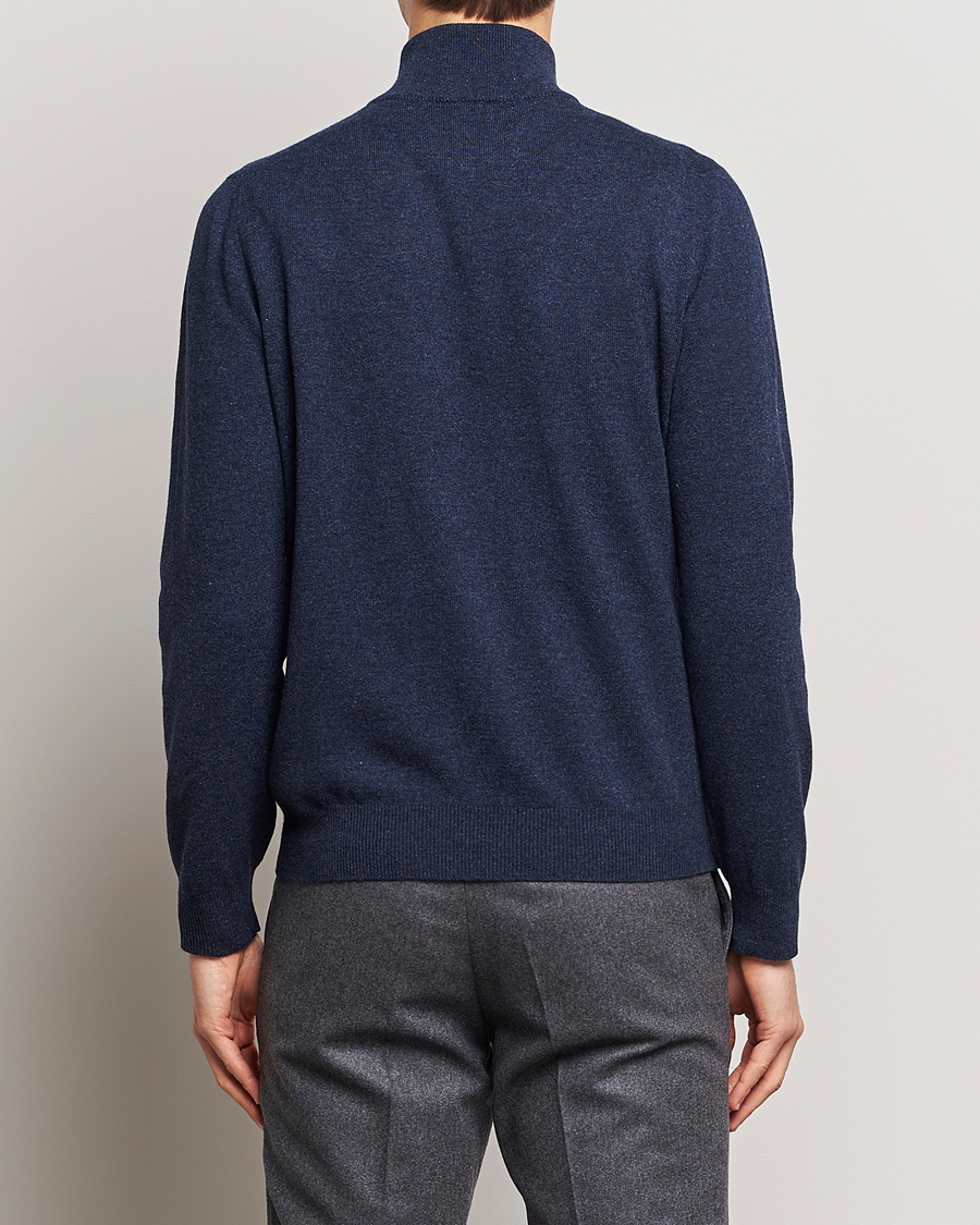 Herr | Tröjor | Gran Sasso | Wool/Cashmere Half Zip Navy Melange