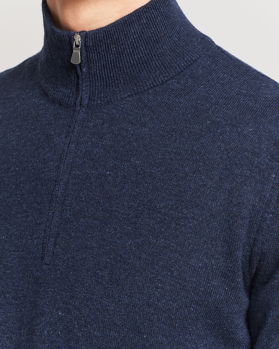 Herr | Tröjor | Gran Sasso | Wool/Cashmere Half Zip Navy Melange