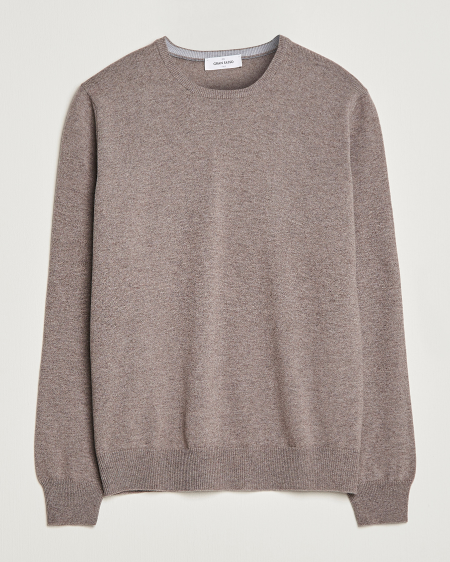 Herr | Tröjor | Gran Sasso | Wool/Cashmere Crew Neck Mud Brown