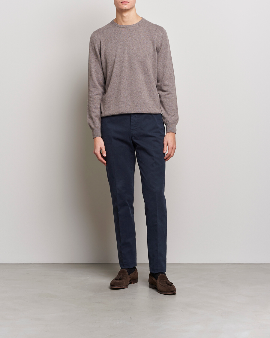 Herr | Tröjor | Gran Sasso | Wool/Cashmere Crew Neck Mud Brown