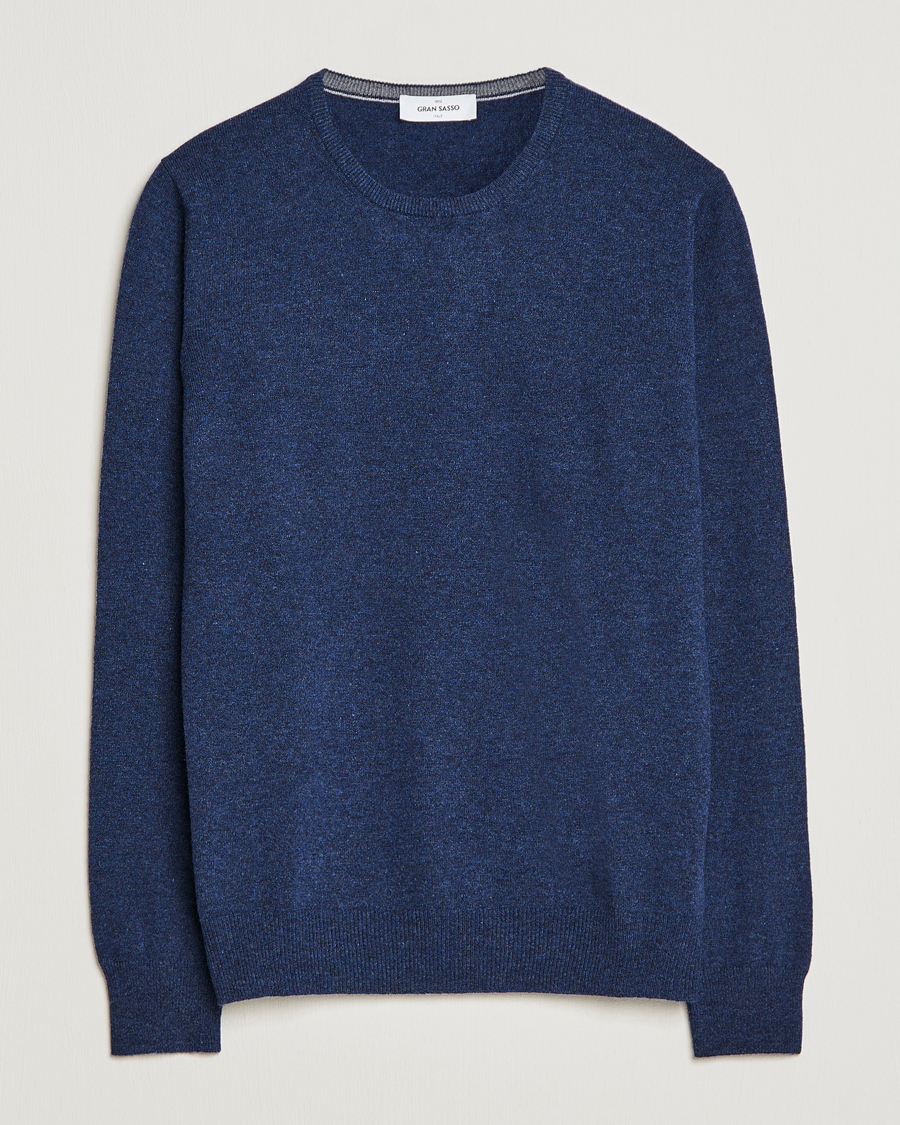 Herr | Tröjor | Gran Sasso | Wool/Cashmere Crew Neck Navy Melange