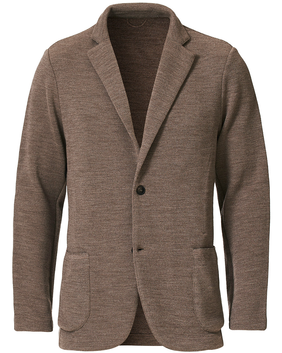 Herr | Kavajer | Gran Sasso | Travel Wool Knitted Blazer Beige