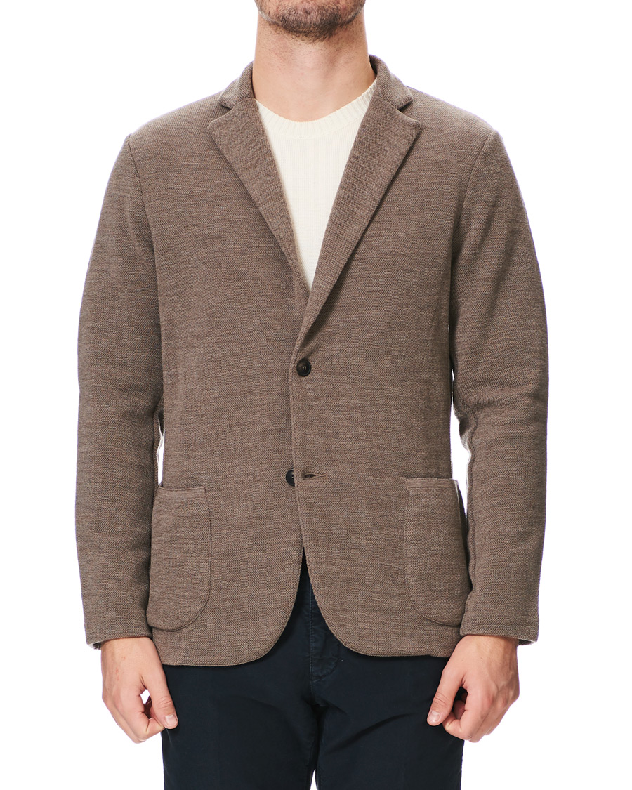 Herr | Kavajer | Gran Sasso | Travel Wool Knitted Blazer Beige