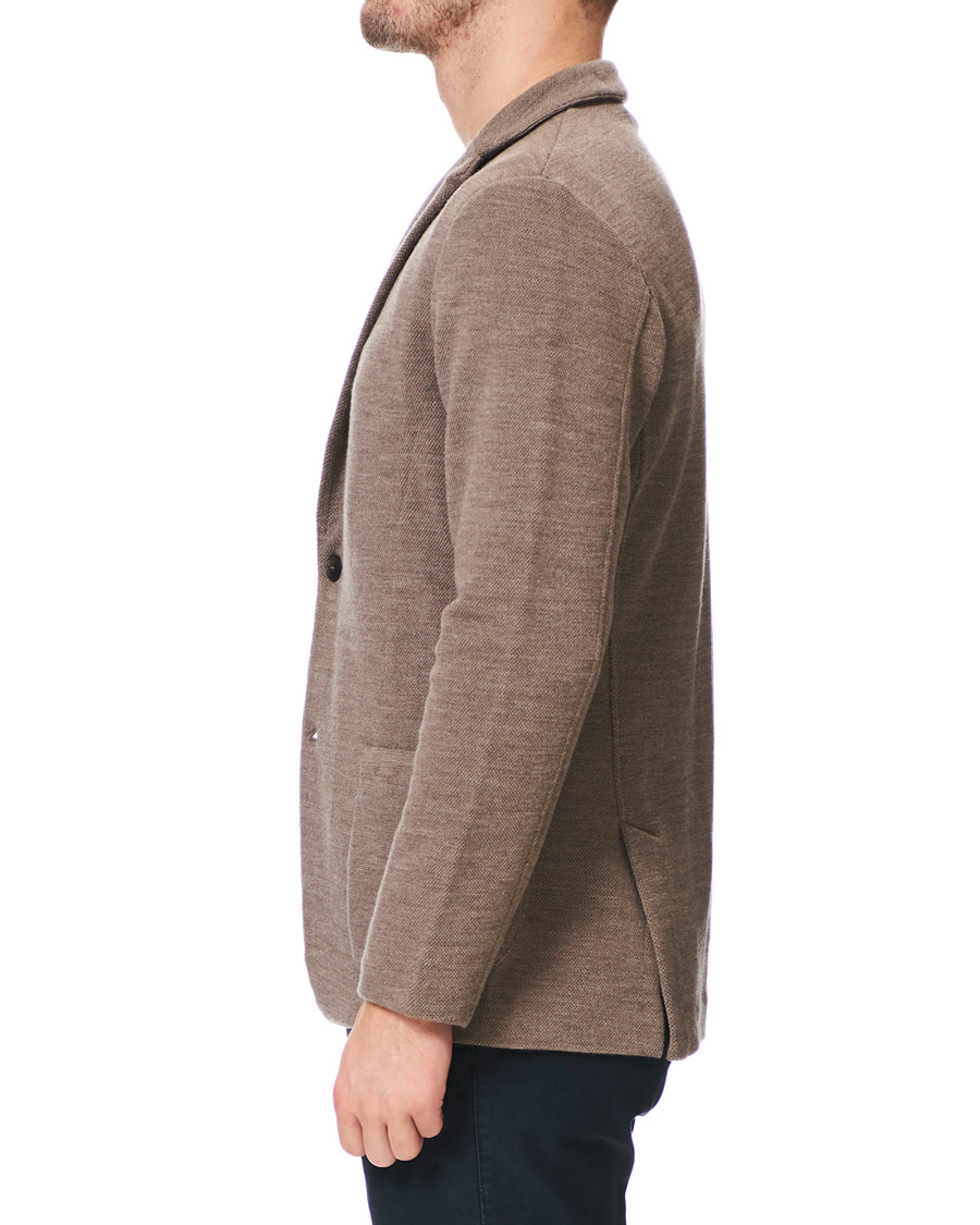 Herr | Kavajer | Gran Sasso | Travel Wool Knitted Blazer Beige