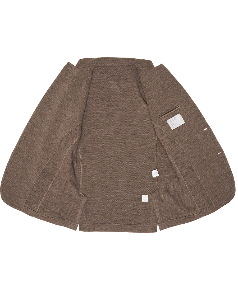 Herr | Kavajer | Gran Sasso | Travel Wool Knitted Blazer Beige