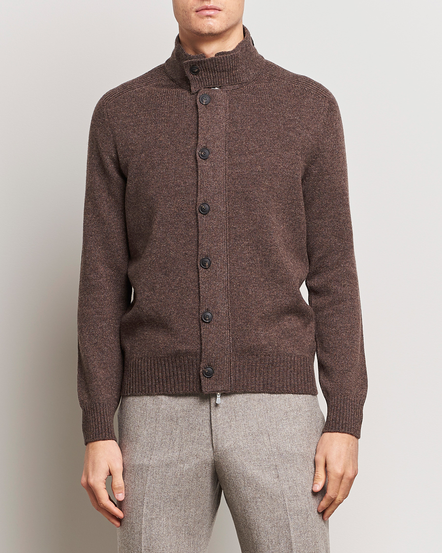 Herr |  | Gran Sasso | Heavy Wool Cardigan Brown Melange