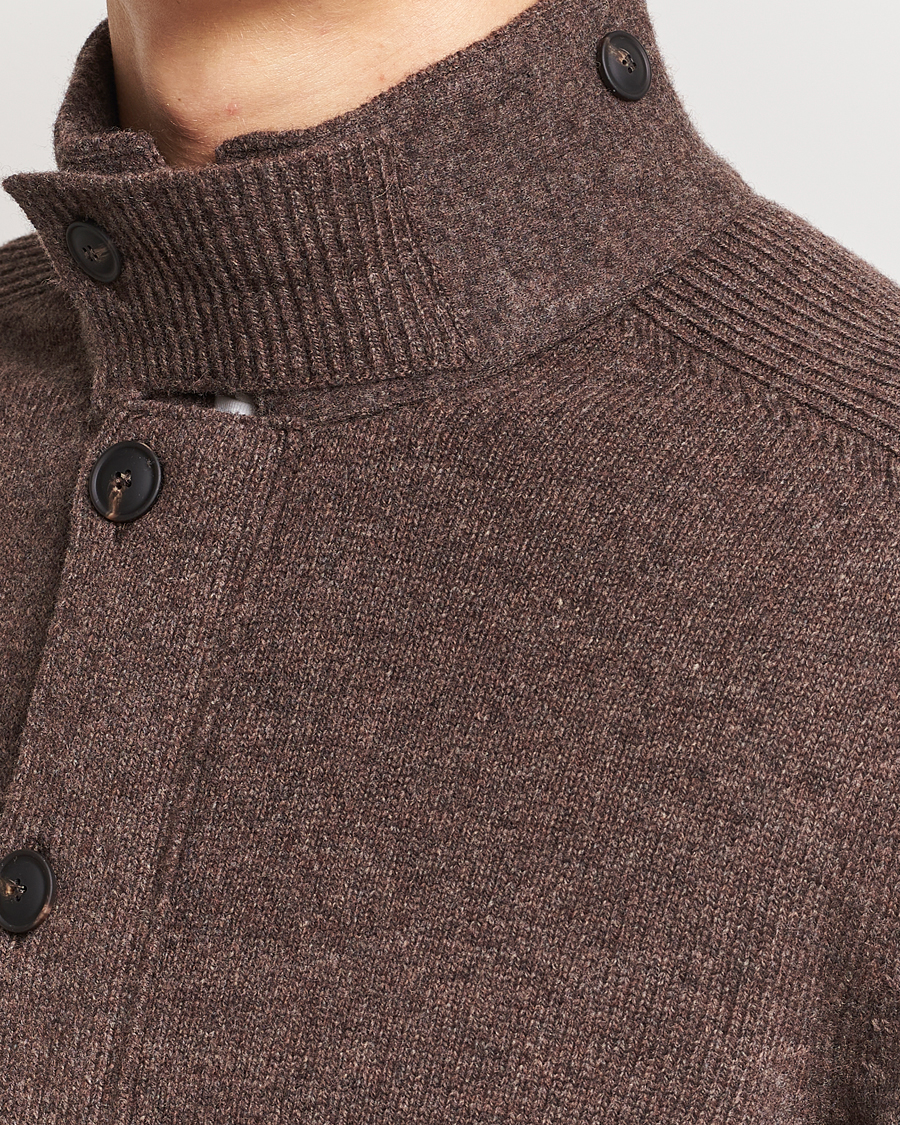 Herr | Tröjor | Gran Sasso | Heavy Wool Cardigan Brown Melange