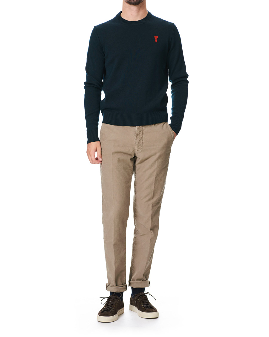 Herr | Tröjor | AMI | Heart Logo Merino Sweater Dark Green