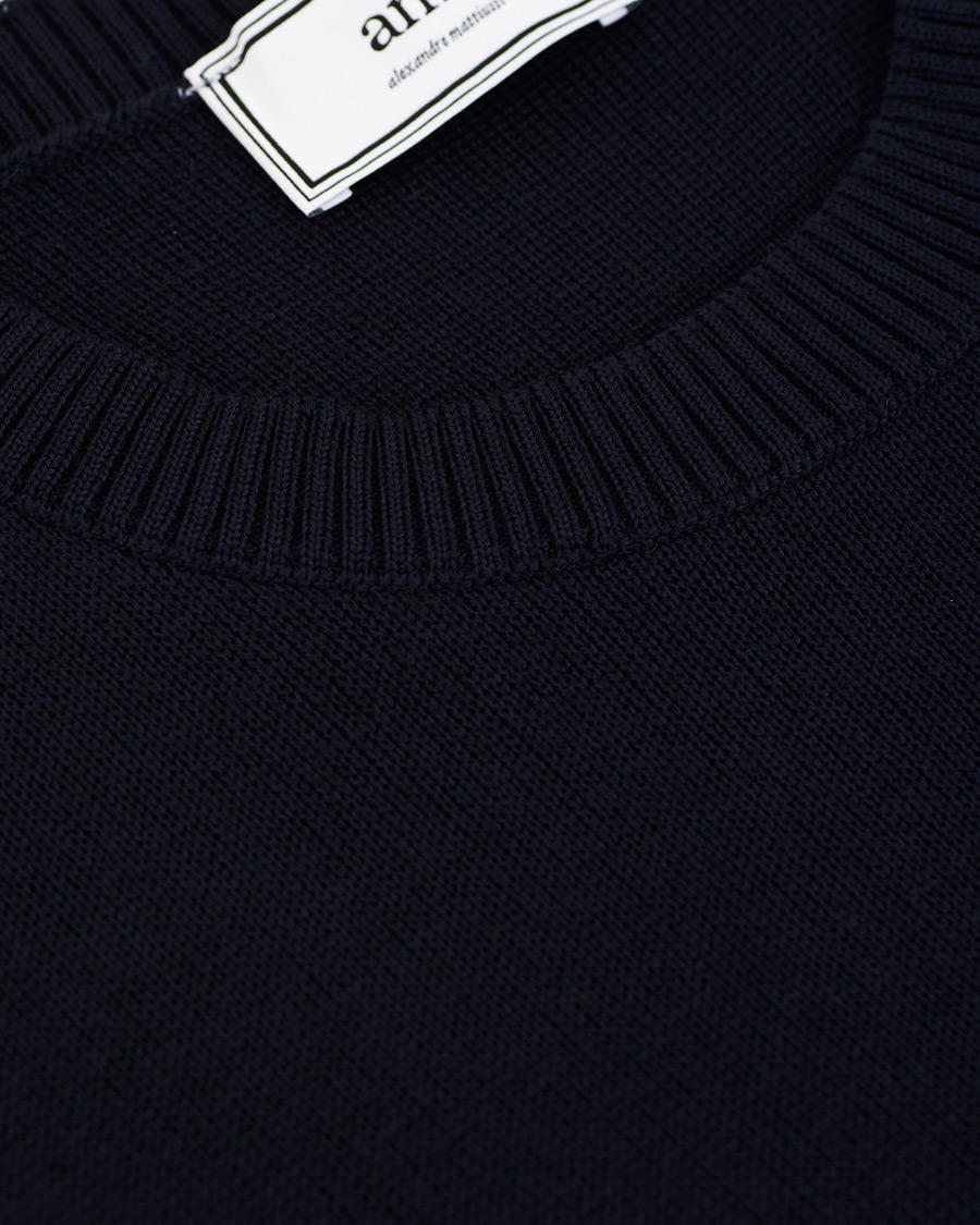 Herr | Tröjor | AMI | Heart Logo Merino Sweater Navy