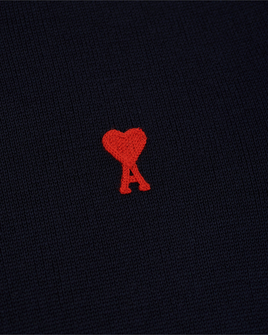 Herr | Tröjor | AMI | Heart Logo Merino Sweater Navy