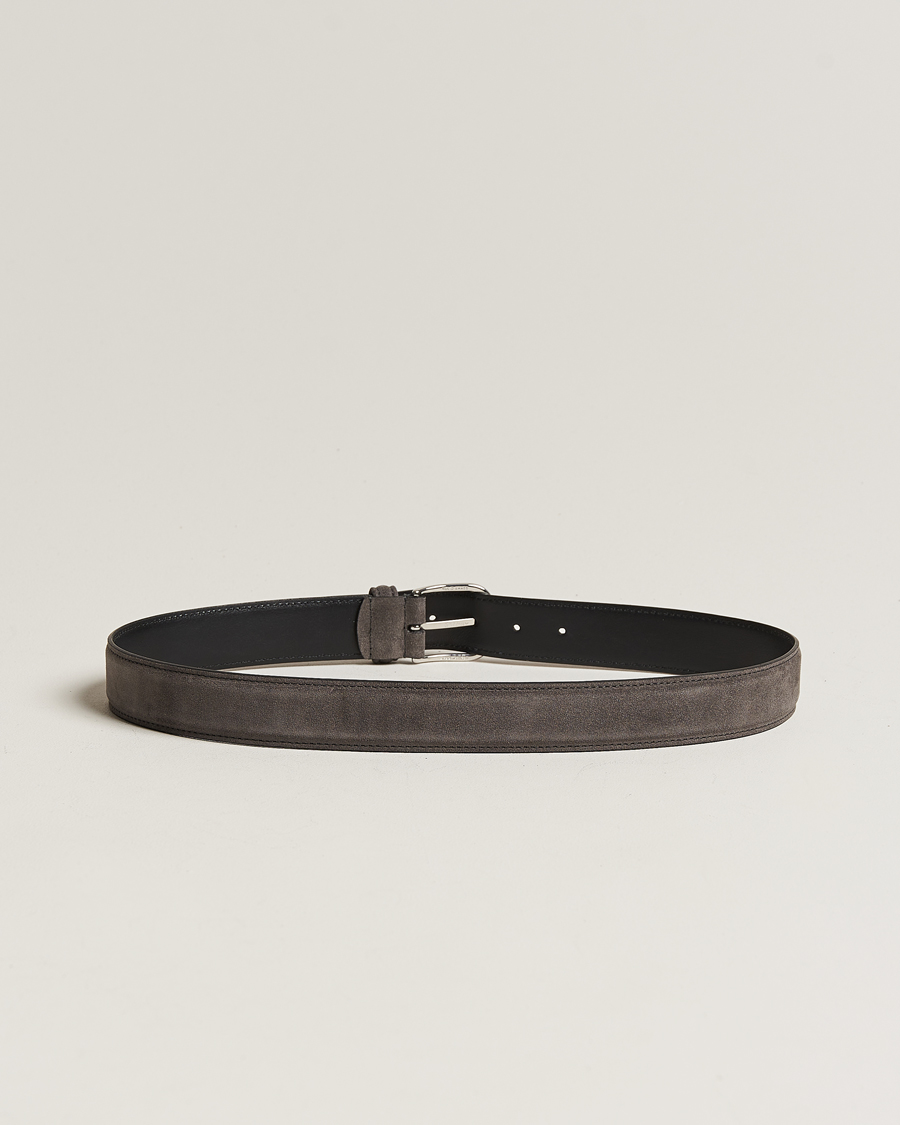 Herr | Släta bälten | Anderson's | Suede 3,5 cm Belt Grey