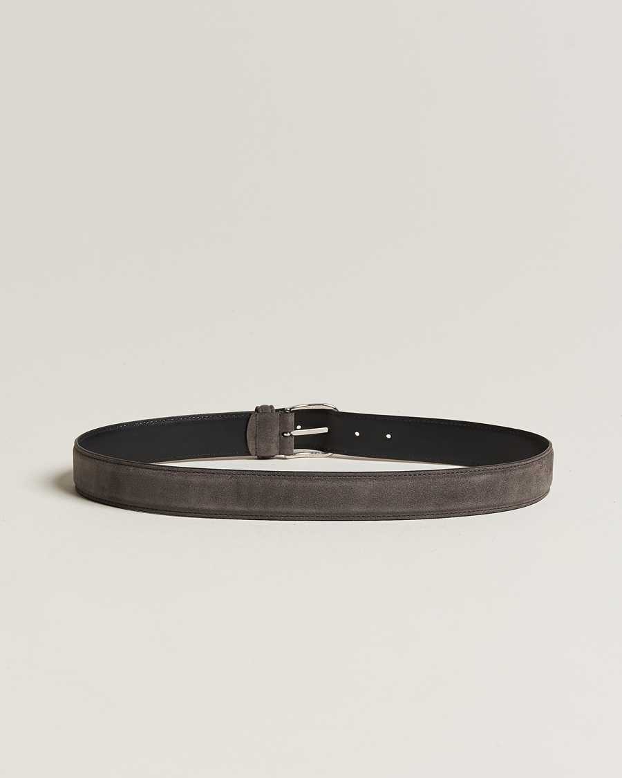 Herr | Italian Department | Anderson's | Suede 3,5 cm Belt Grey