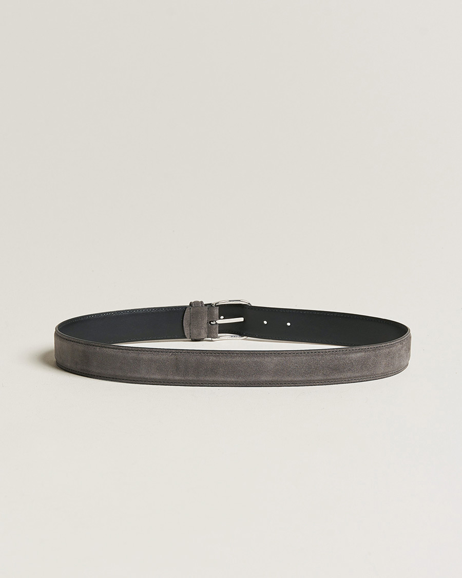 Herr | Bälten | Anderson's | Suede 3,5 cm Belt Grey