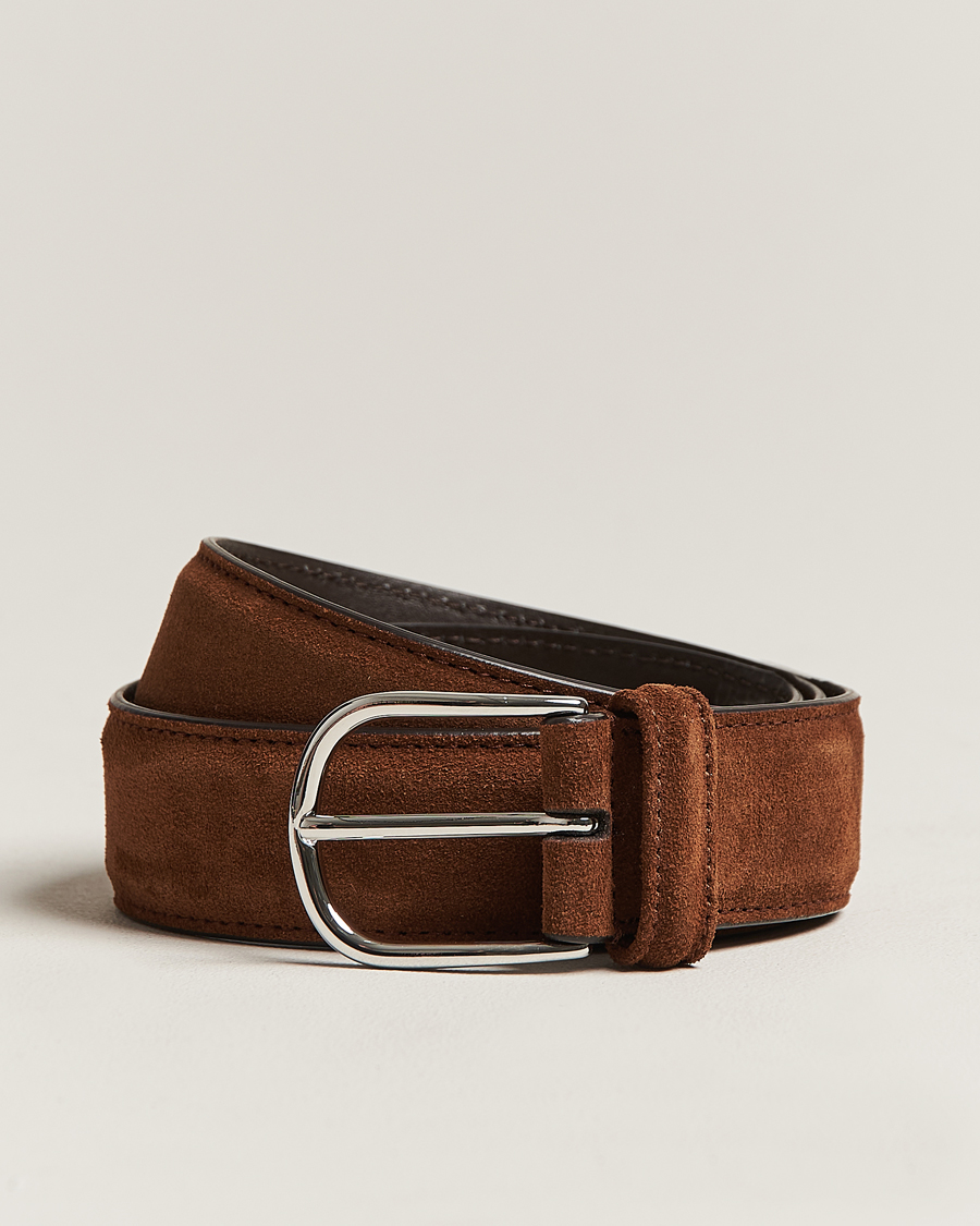 Herr | Släta bälten | Anderson's | Suede 3,5 cm Belt Brown