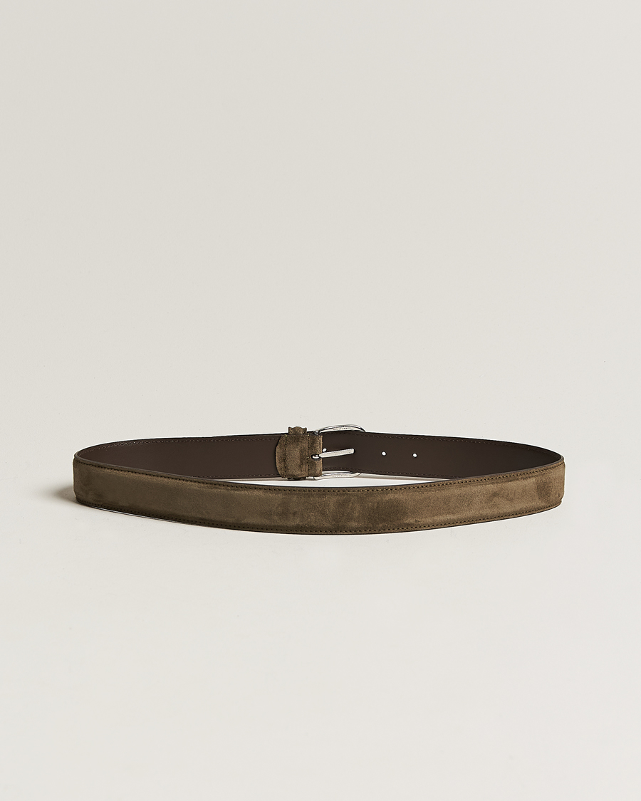 Herr | Italian Department | Anderson's | Suede 3,5 cm Belt Green