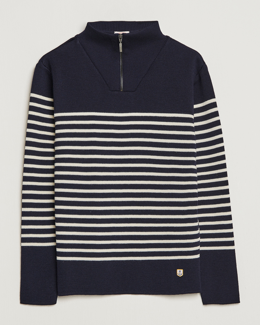 Herr | Tröjor | Armor-lux | Camioneur Wool Half Zip Navy/Nature