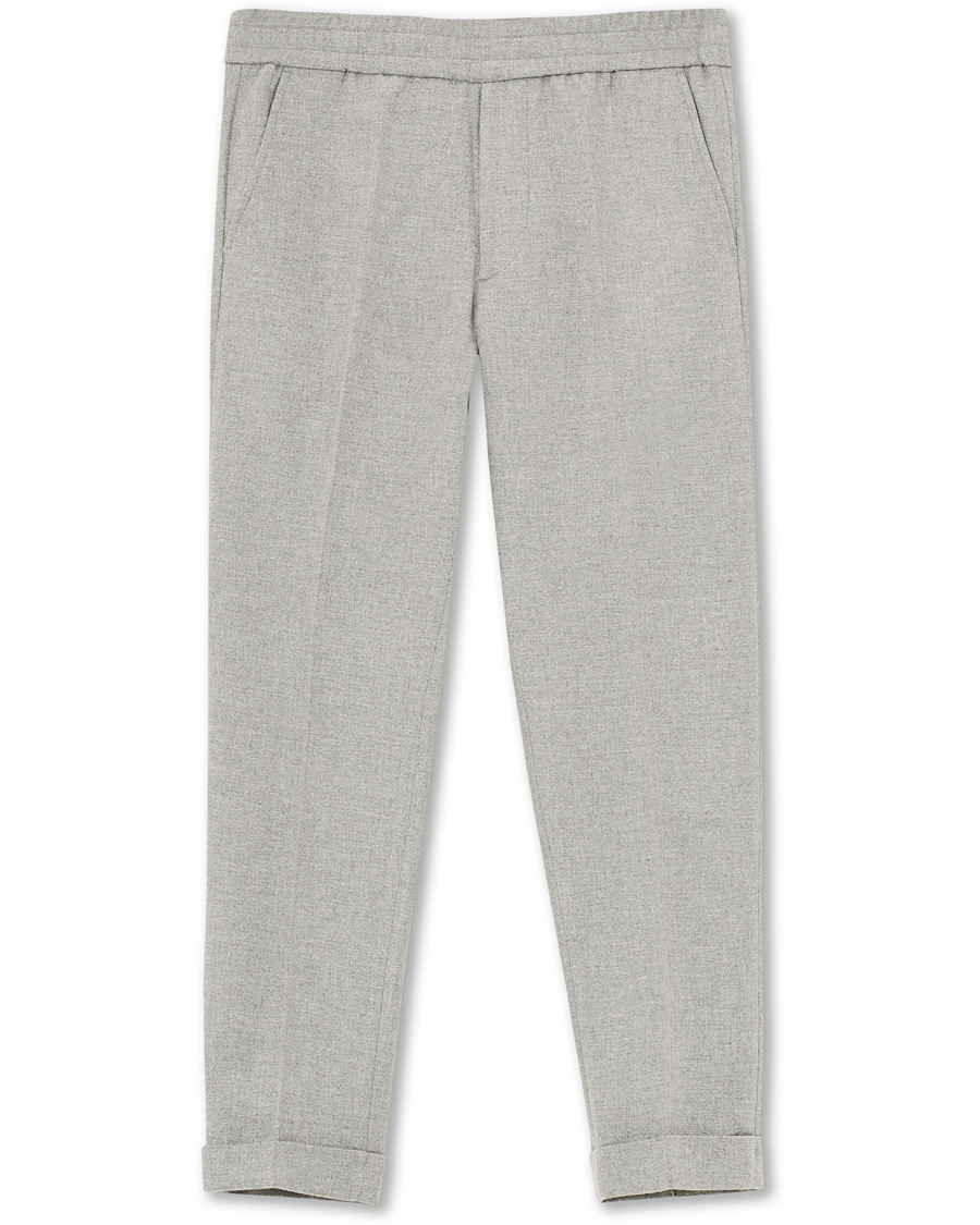 Herr | Byxor | Filippa K | Terry Flannel Cropt Turn Up Trousers Warm Grey Mel