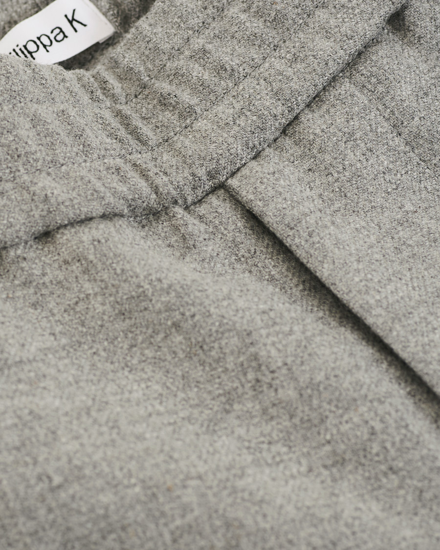 Herr | Byxor | Filippa K | Terry Flannel Cropt Turn Up Trousers Warm Grey Mel