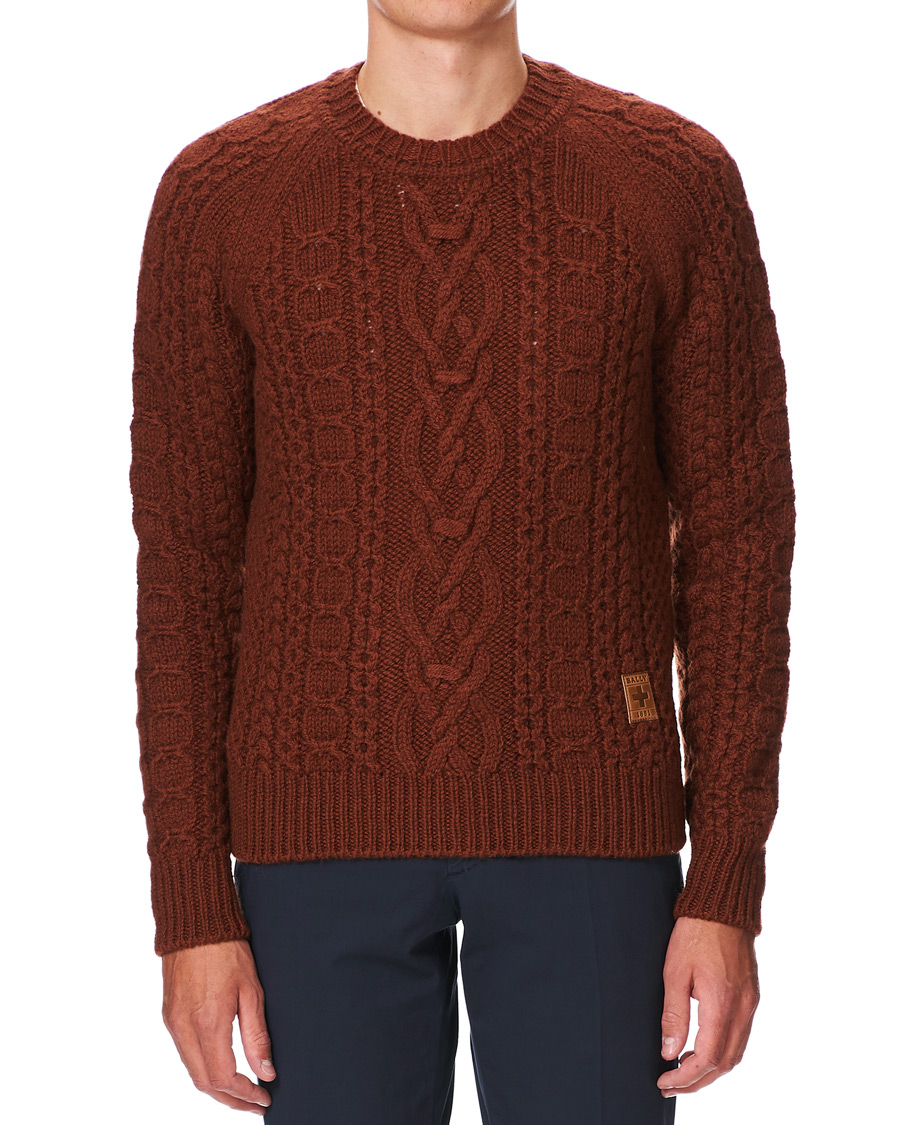 Herr | Tröjor | Bally | Aran Cable Knit Sweater Dark Orange