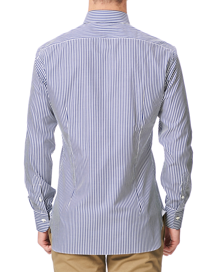 Herr | Skjortor | Barba Napoli | Slim Fit Button Down Pocket Shirt White/Blue