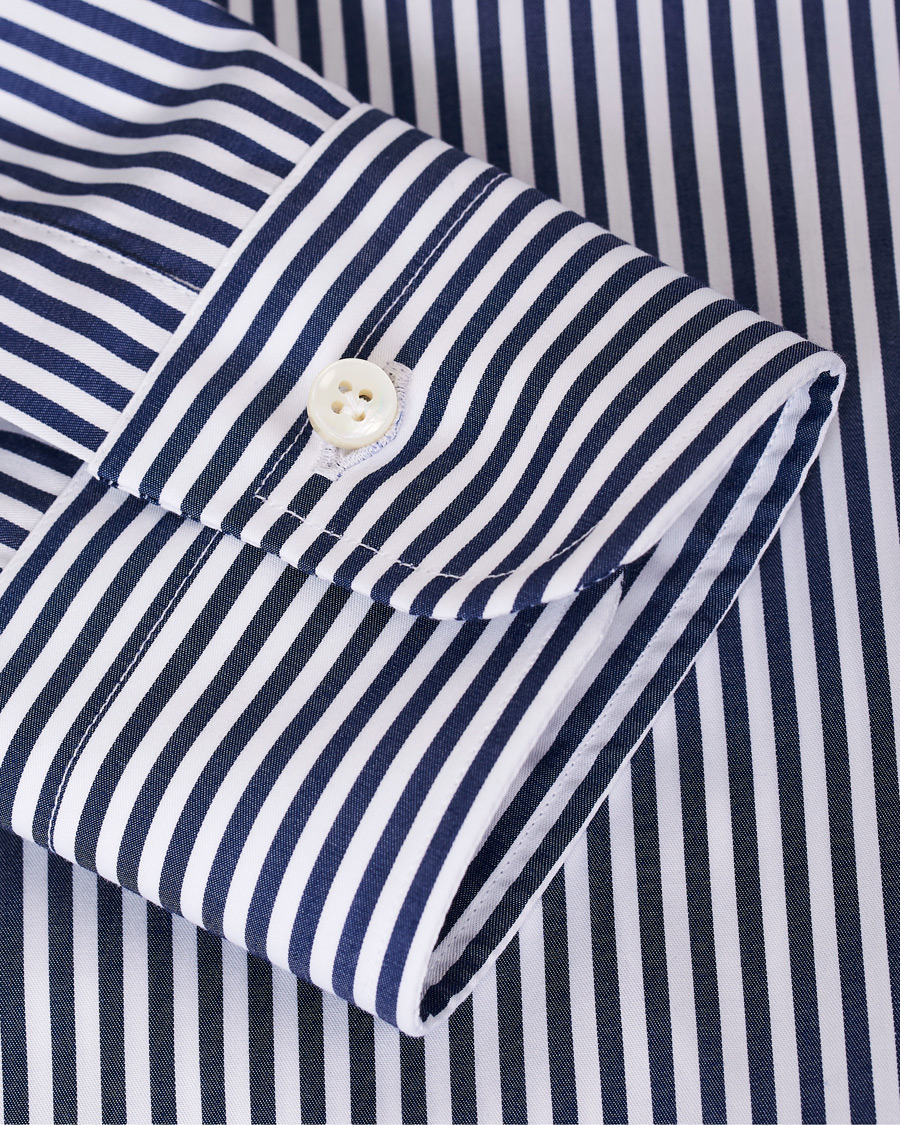Herr | Skjortor | Barba Napoli | Slim Fit Button Down Pocket Shirt White/Blue