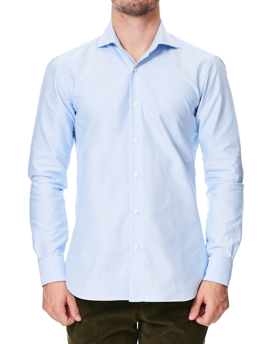 Herr | Skjortor | Barba Napoli | Culto Slim Fit Washed Oxford Shirt Light Blue