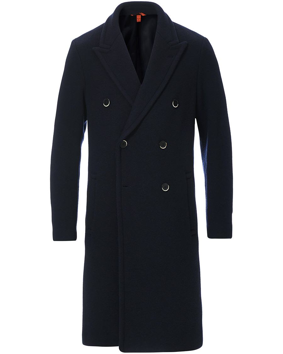 Herr | Jackor | Barena | Soft Double Breasted Wool Coat Navy