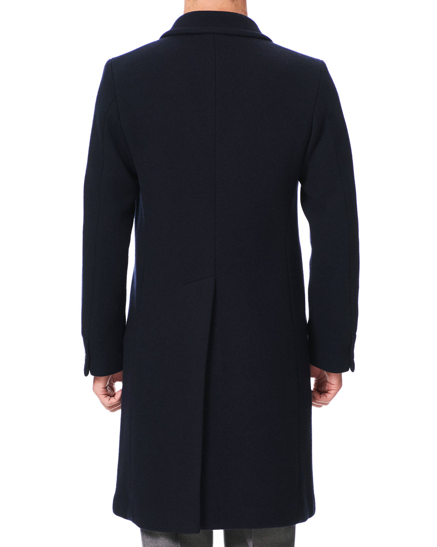 Herr | Jackor | Barena | Soft Double Breasted Wool Coat Navy