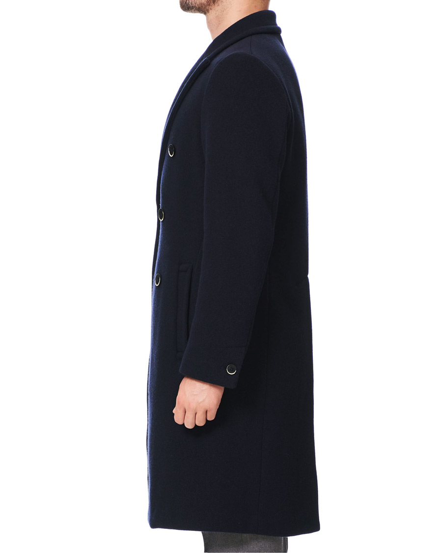 Herr | Jackor | Barena | Soft Double Breasted Wool Coat Navy
