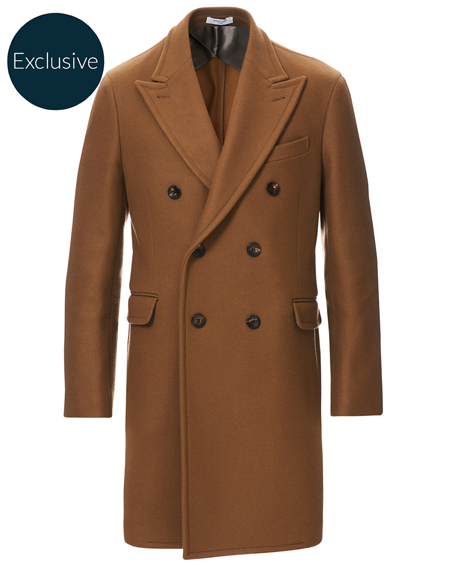 Herr | Jackor | Boglioli | Double Breasted Wool Coat Brown